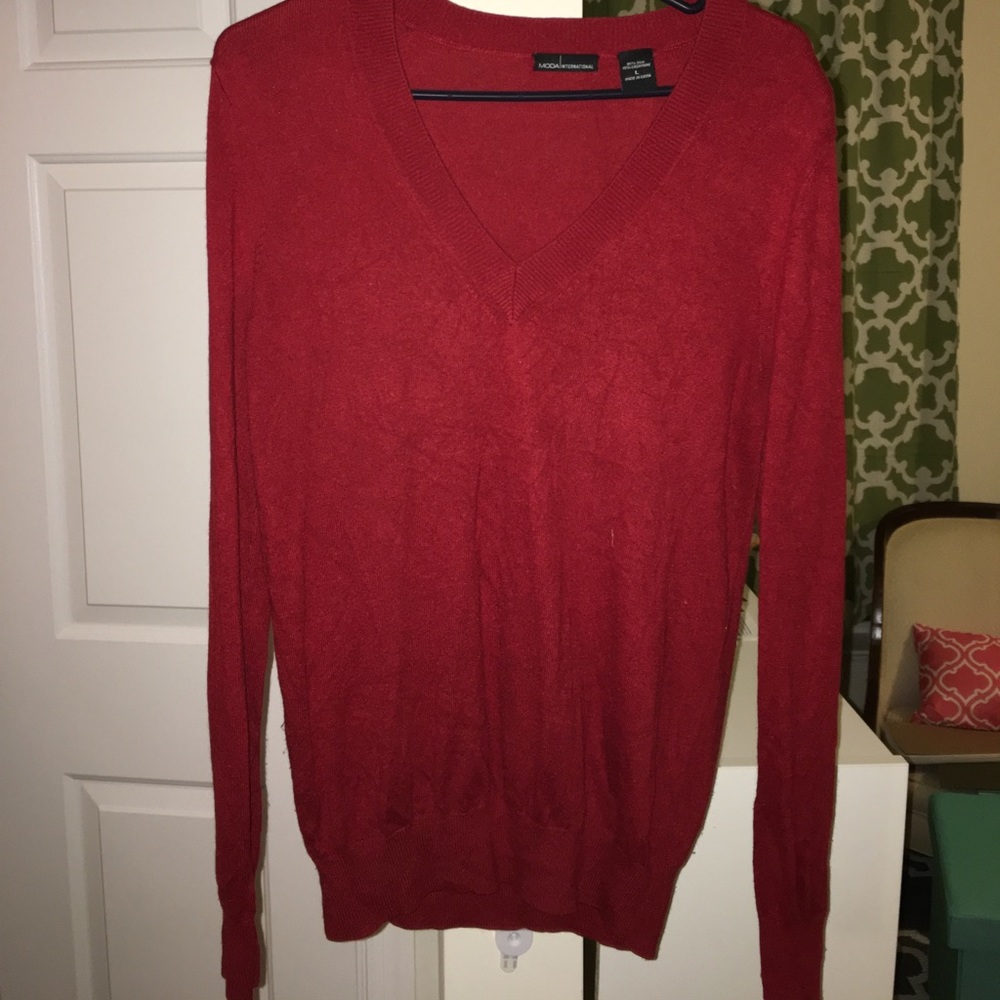 Red and Brown Sweater by Moda International size L